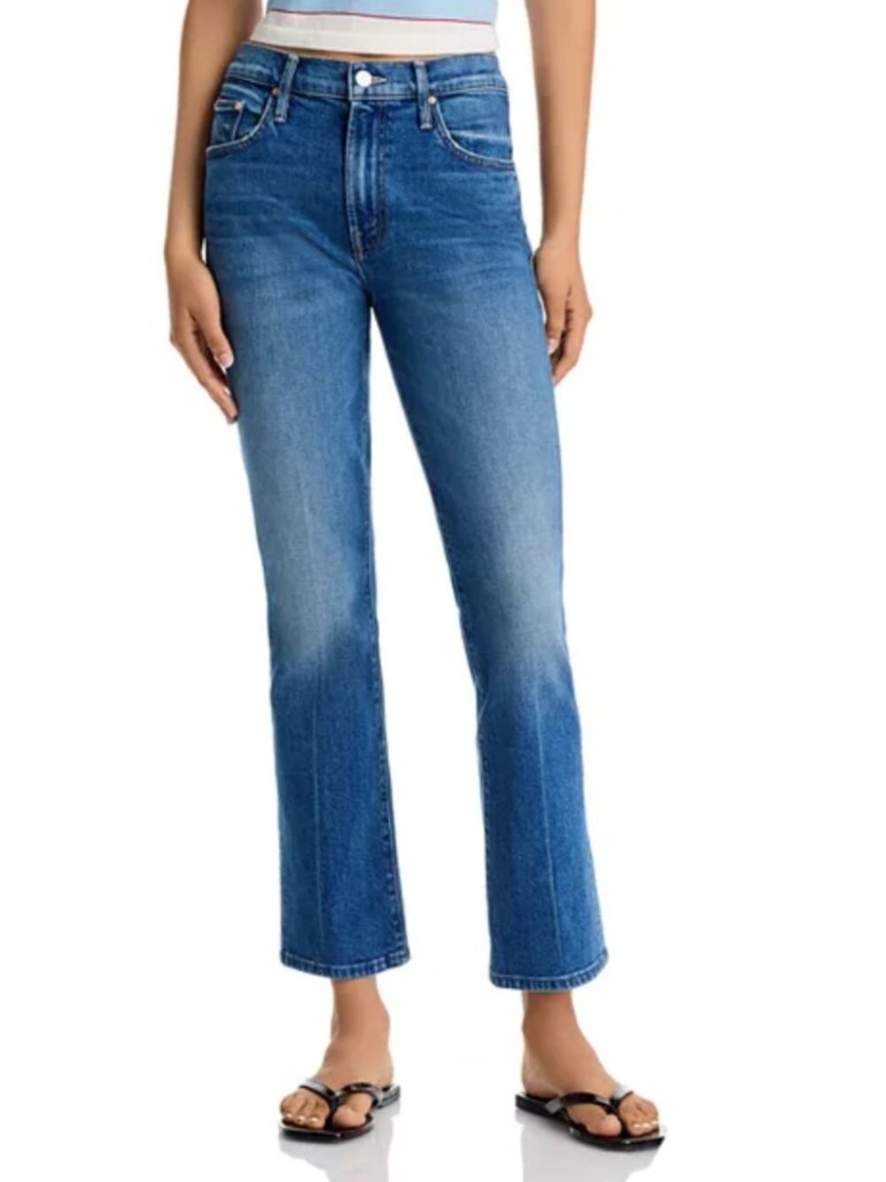 MOTHER Superior The Insider Ankle Crop Jeans Size 33 Get Two Birds Stoned Blue